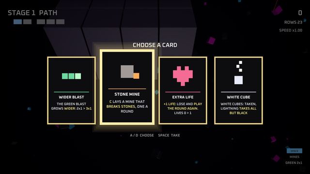 Choosing a card between stages